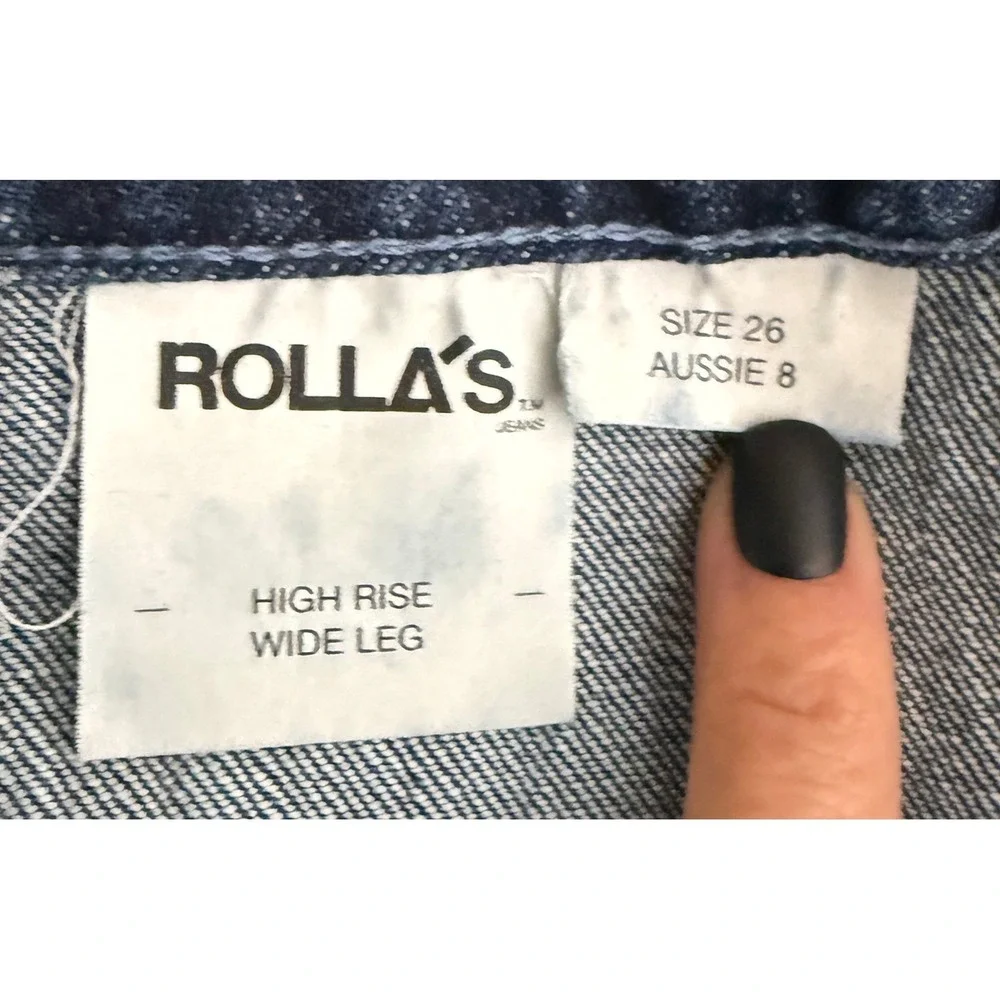 Rolla's Womens Sailor Comfort Ink High Rise Wide Leg Jeans Front Patch Pockets26